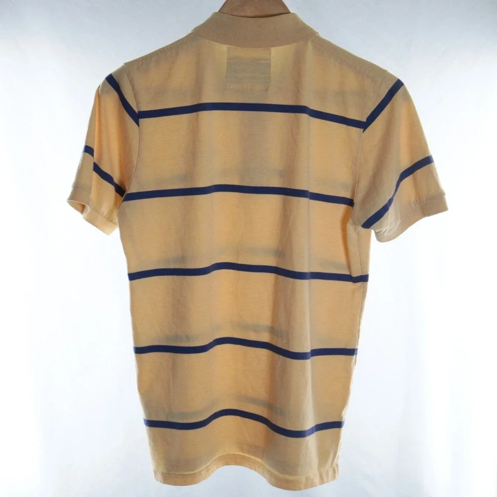 Abercrombie Polo Shirt Kids‎ Large (Men Small) Rugby Striped Moose Yellow Preppy